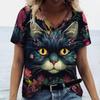Женская футболка с V-образным вырезом, модный тренд с 3D-принтом и принтом животных, одежда с короткими рукавами, повседневный дышащий топ, футболки женские