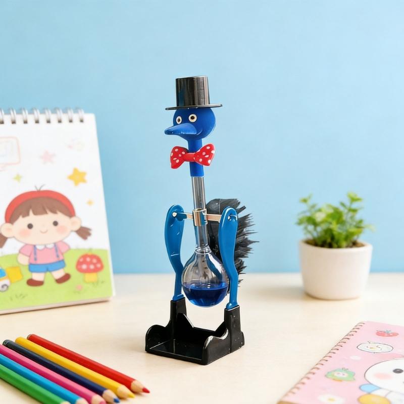 Perpetually Motion Bobbing Bird Ornament No-Stop Liquid Permanent Glass Duck Toy for Home Office Desktop Decoration