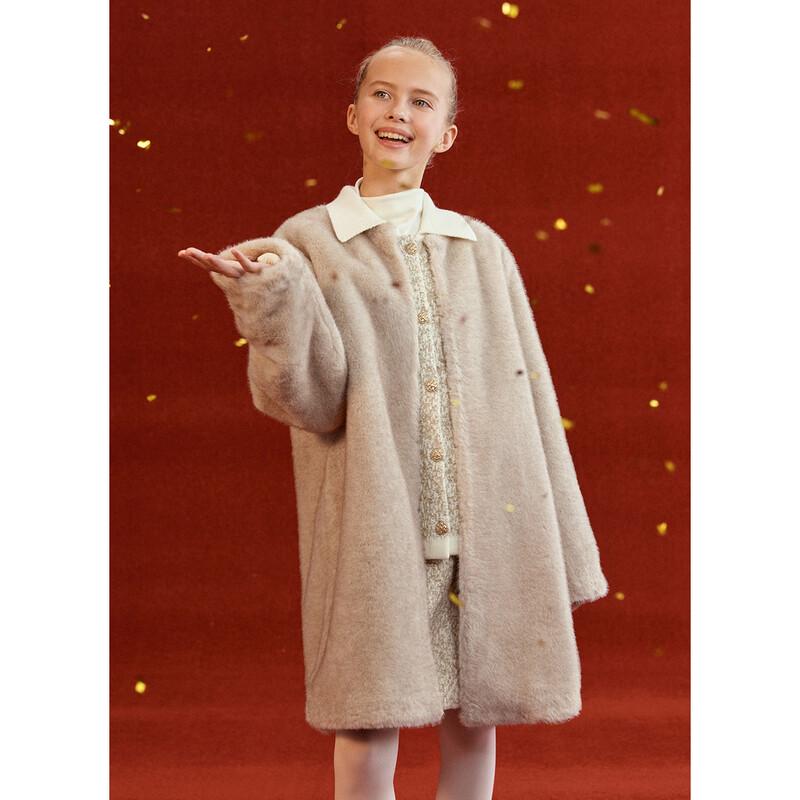Зимнее пальто для девочки ELLE KIDS из искусственного меха норки