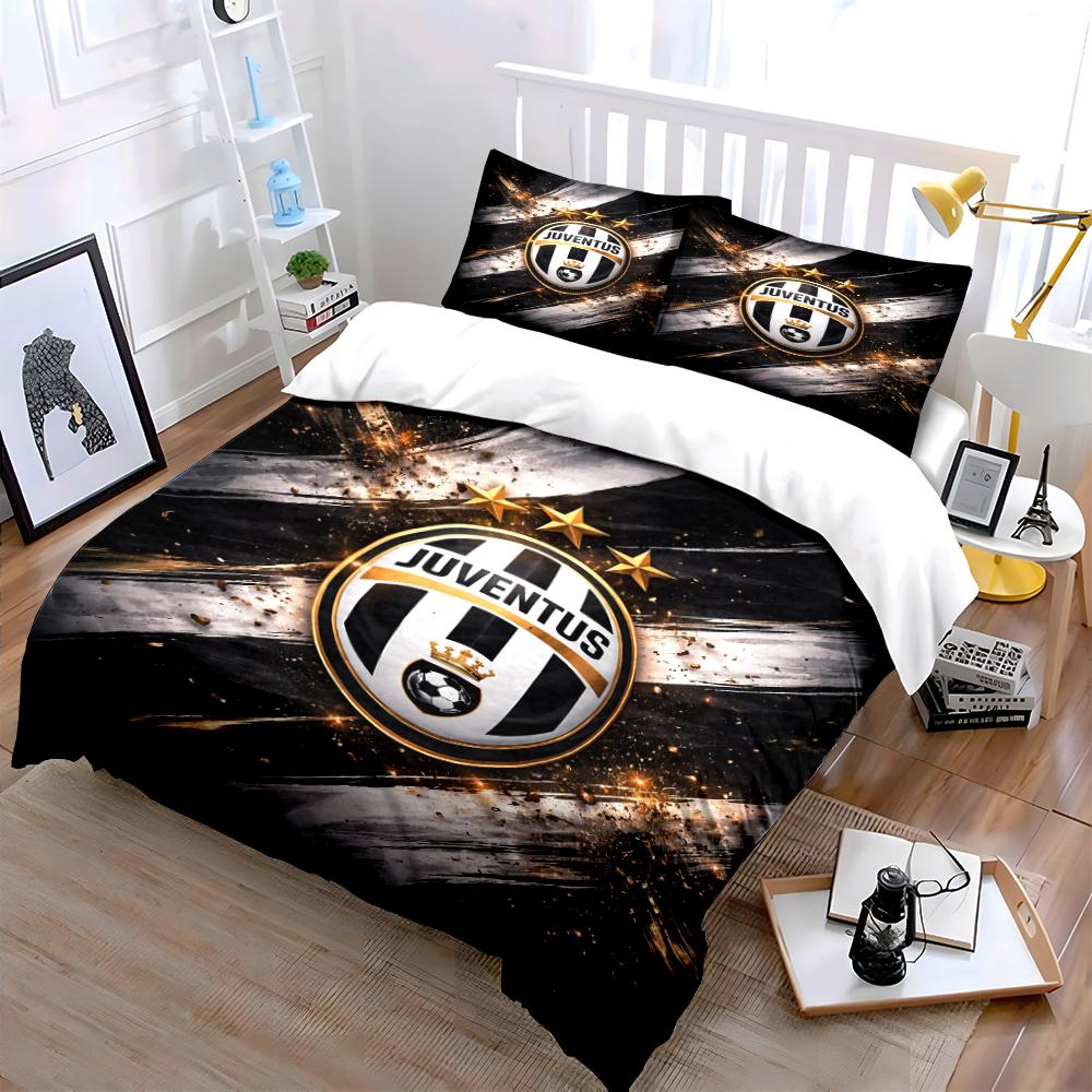 Black and Gold Juventus Bedding Bedding Duvet Cover Set Duvet Cover Pillowcases Home Decor (1 * Duvet Cover 2 * Pillowcases, without duvet insert)