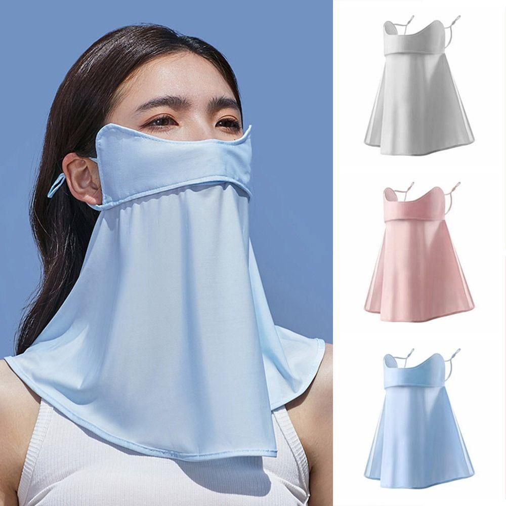 Anti UV Ice Silk Face Cover UPF 50+ Neck Wrap Cover Thin Face Sunscreen Veil for Male Female
