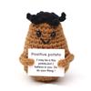 Positive Energy Bee Hug Pocket Doll Mini Handmade Plush Wool Knitting Doll With Card Funny Christams Gift Home Room Decoration