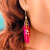 Tassel Dangling Earrings Colorful Feather Beads Earrings Indian Feathers Summer Womens Fashion 1 Pair