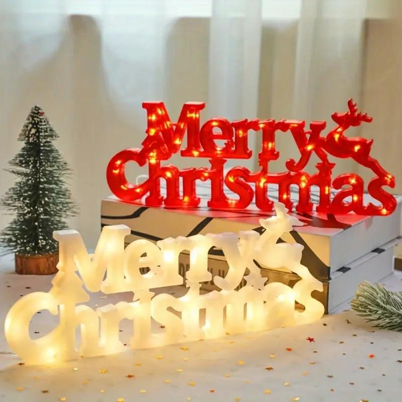 Светодиодная 3D буква Merry Christmas, световая вывеска, настольная табличка, праздничная вечеринка, домашнее украшение, орнамент, декор