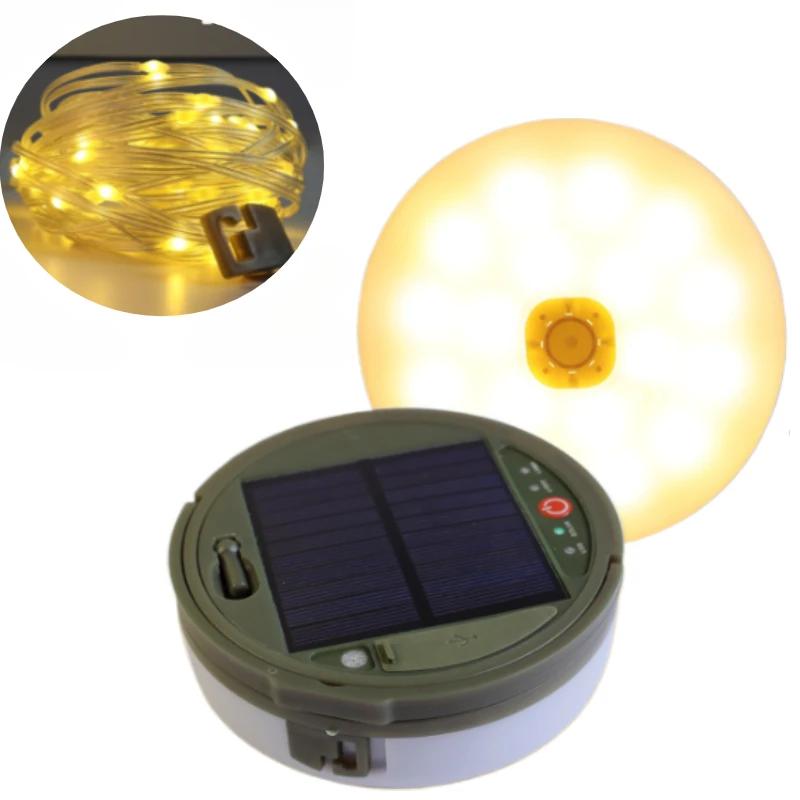 Солнечный свет уличный фонарь для кемпинга 10-метровый струнный светильник уличный светильник для палатки RGB атмосферный светодиодный фонарик с крючком