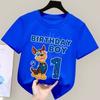 Футболка Щенячий патруль Чейз для детей, на день рождения, с фигуркой, топ, новая одежда для мальчиков и девочек, мультяшная, с коротким рукавом, свободная одежда для детей, подарок