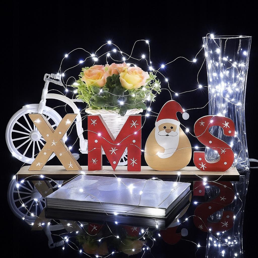 Napis Led Xmas Dekoracja Ozdoba Święta Boże Narodzenie Drewniany 21,5Cm