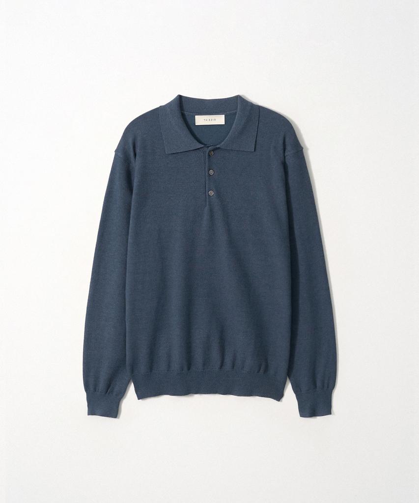 EZIO Essential Button Collar Knit_Blue