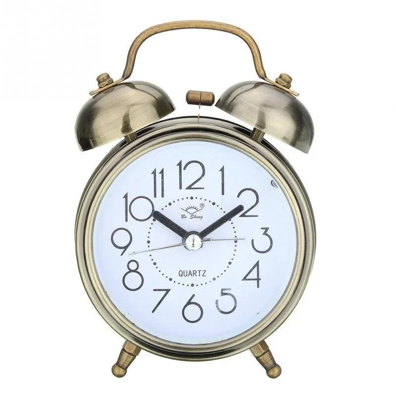 Alarm Clock Vintage Retro Silent Pointer Clocks Round Number Dual Bell Loud Alarm Clock Bedside Night Light Home Decors