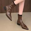 Кожаные женские ботильоны с острым носком на среднем каблуке, сексуальная обувь 2025 года, тренд зимы, новый бренд, дизайнер, готические гладиаторские ботинки для женщин