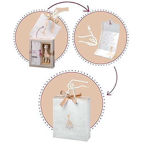 Подарочный пакет с погремушкой в форме сердца «Жираф Софи» и открыткой для сообщений. Японская игрушка «Вулли» для прорезывания зубов. Можно играть с 0 лет и 3–1 года. Первые детские товары.