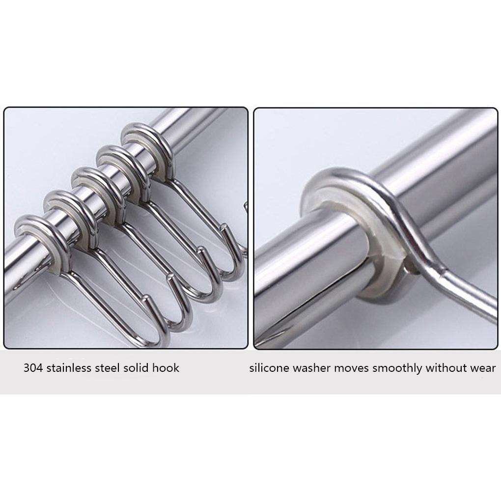 Настенная подвижная вешалка с крючками из нержавеющей стали, кухонная рейка для полотенец и кухонной утвари