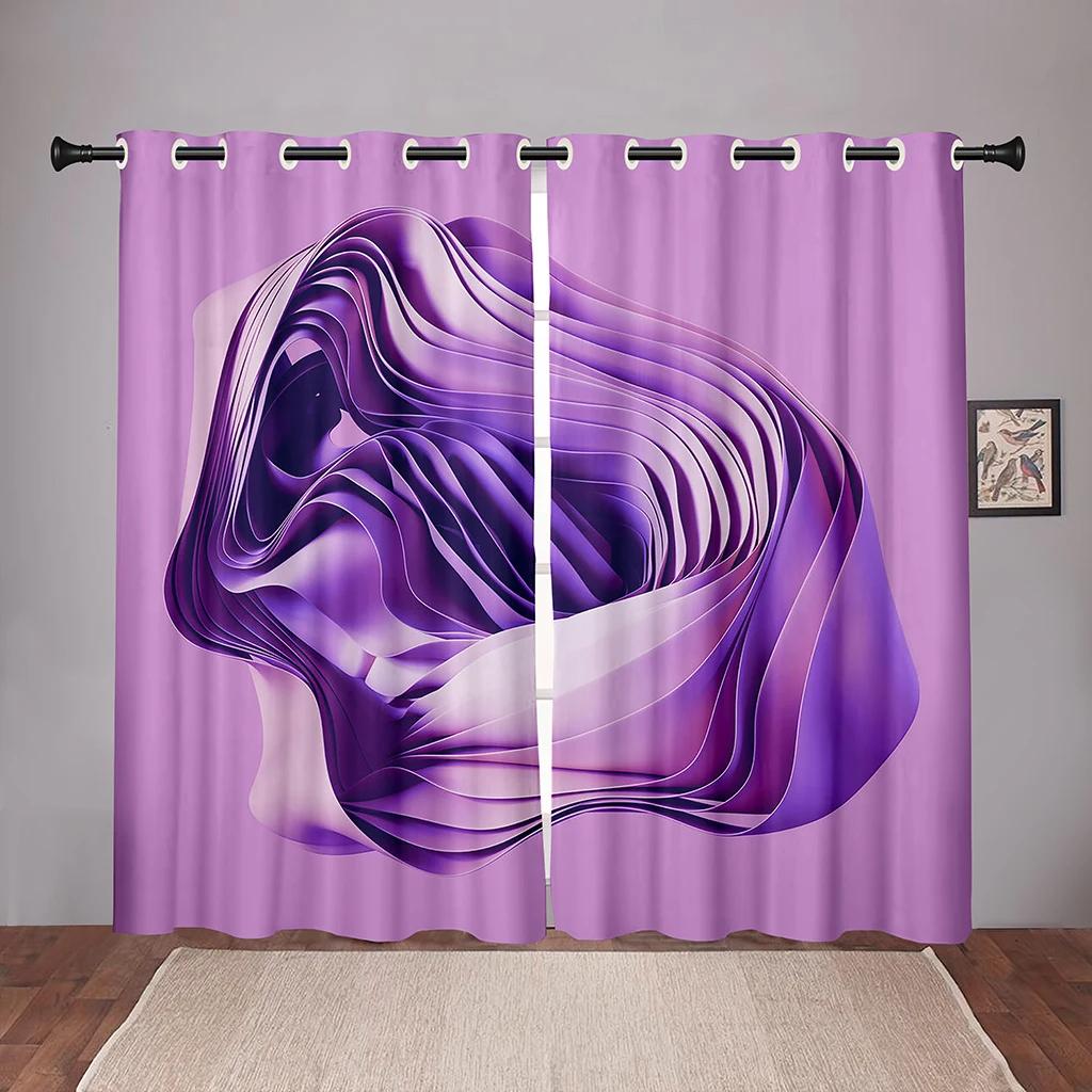 Render Abstract Art Wavy Blackout Window Curtain for Bedroom Living Room Bathroom Kicthen Door Hall Home Hook High Shading New