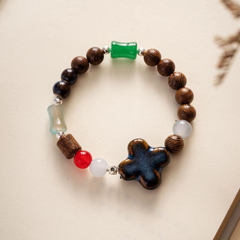 Керамический браслет ювелирные изделия модный цветочный глазурь бисерный браслет многоцветный повседневный богемный браслет