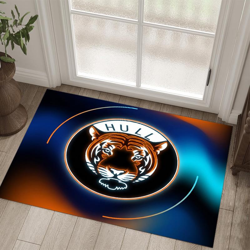 Hull City Football Design Crystal Velvet Carpet Cozy Non?Slip Printed Rug For Bedroom Living Room Entrance