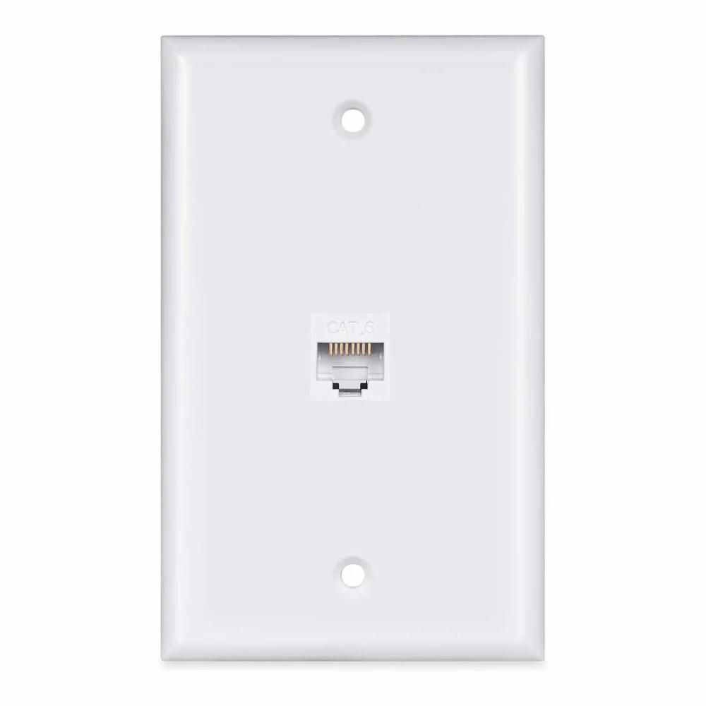 1Pack Cat6 Ethernet Wall Plate RJ45 Female-Female Keystone Jack Cat6/5e Compatible Flame Retardant Home Office DIY Wiring Panels