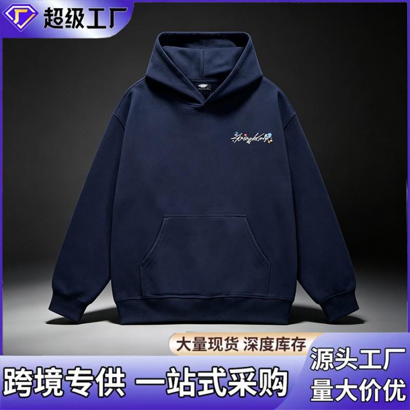 Unisex Oversized Hoodie With Floral Embroidery Retro Streetwear Cotton Blend Sweatshirt