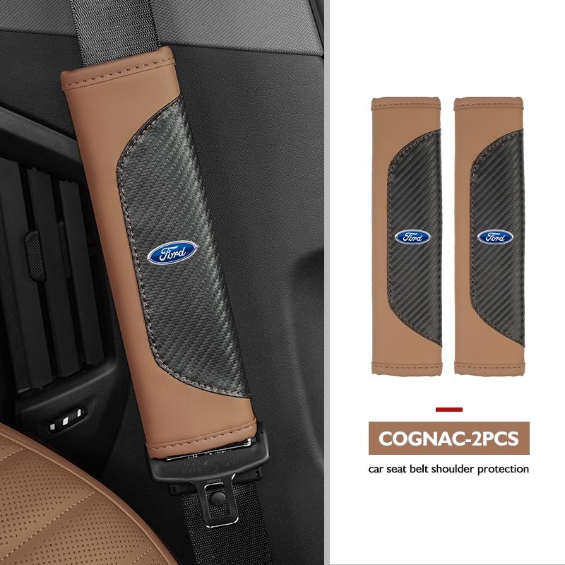 Luxury Carbon Fiber Splicing Seat Belt Cover Car Accessories For Ford Escort KA Flex Everest KA Expedition Falcon Fusion