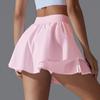 Однотонная юбка для тенниса с двойным карманом, сексуальная обтягивающая, эластичная, спортивная, для бега, фитнеса, йоги, шорты для женщин