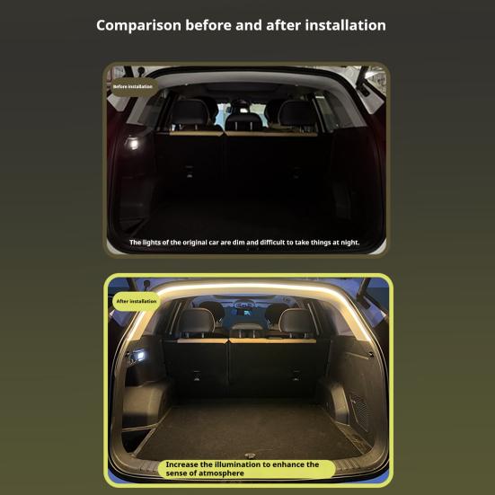 Динамическая плавная полоса освещения багажника автомобиля, универсальная, простая в установке, внутренняя подсветка, автоматический датчик, светодиодная лента для заднего багажника