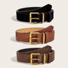 Luxury Design Suede Leather Wide Belt Trendy Business Waist Strap Retro Pin Buckle Waistband  Gifts