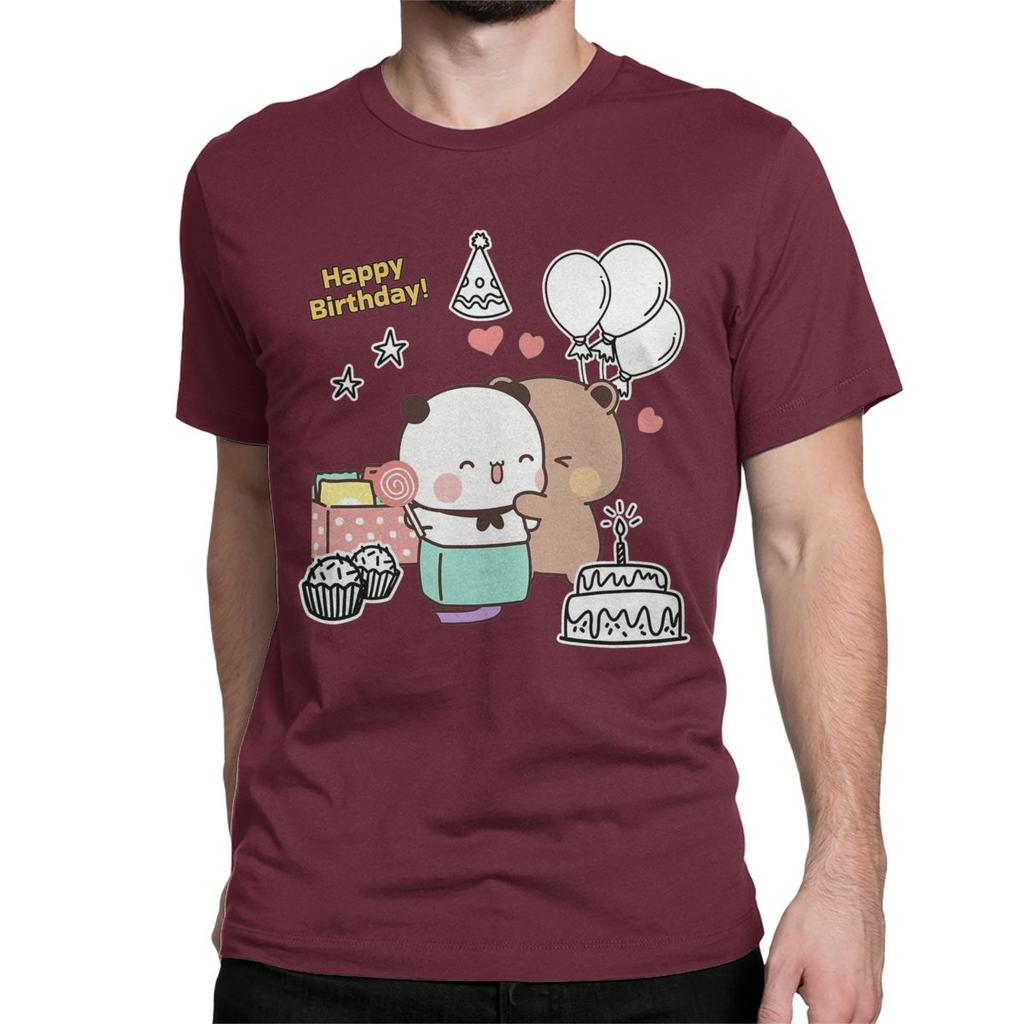Повседневные С Днем Рождения Бубу Дуду Футболки Мужские Женские С Круглым Вырезом Хлопковая Футболка Медведь Панда С Коротким Рукавом Футболка Больших Размеров Одежда