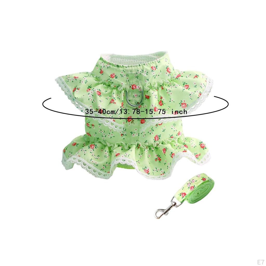 Платье-шлейка для собак с поводком для мелких домашних животных, цветочный дизайн, одежда для домашних животных