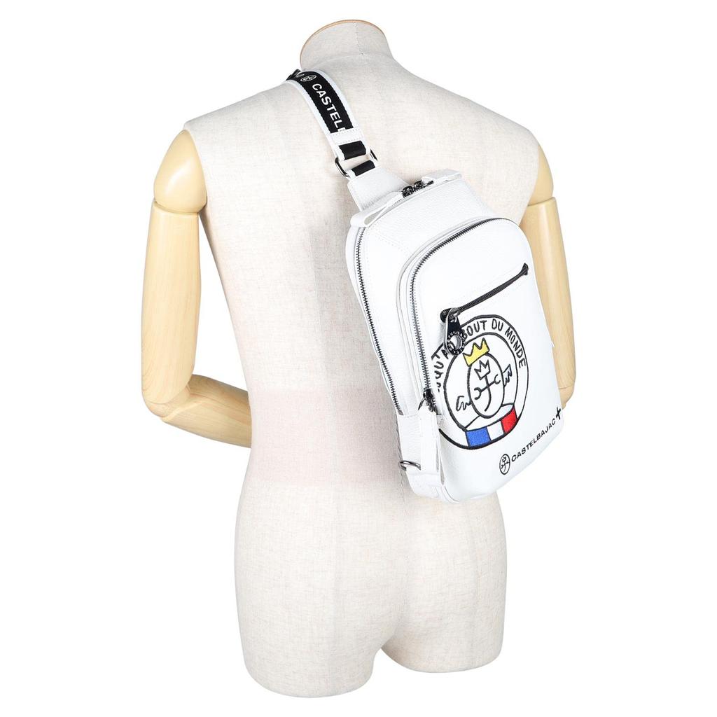 Castelbajac LINK SERIES ONE SHOULDER BAG, genuine leather shoulder bagbody bag, men's and women's, 30912, white