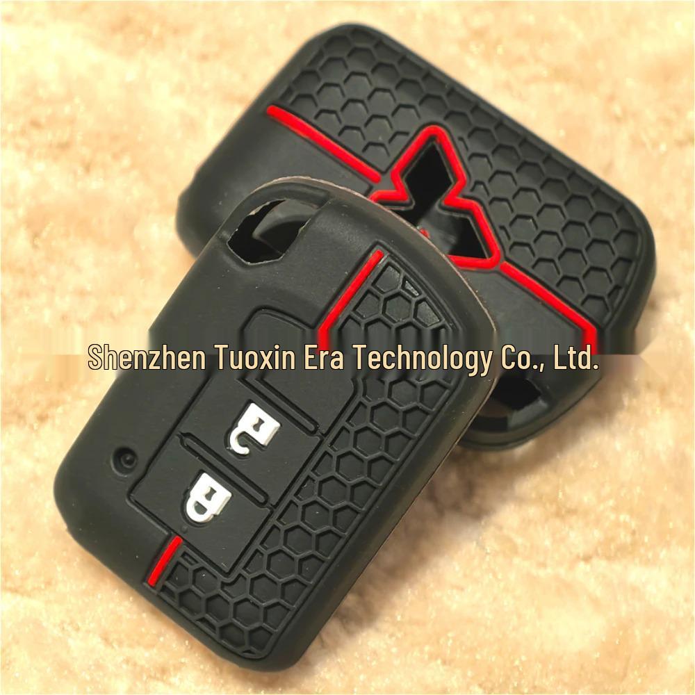 Silicone 2-Button Car Key Cover for Mitsubishi Eclipse, ASX, Lancer, Outlander - Honeycomb Style