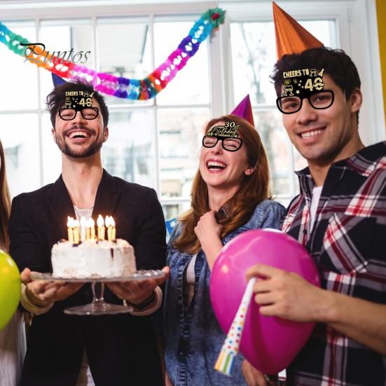 24 шт. бумажные очки, украшения для очков на день рождения, 18, 21, 30, 40, 50, 60, 70-летие, реквизит для фотосессии, очки унисекс