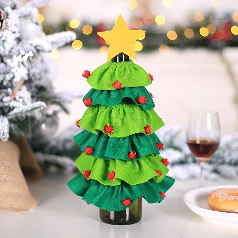 Christmas Decorative Christmas Tree Wine Bottle Covers Bag Red Wine Champagne Bottle Bag Xmas New Year Dining Table Decoration