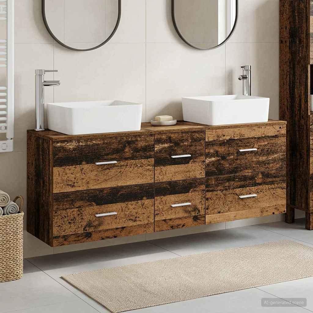 Bathroom Cabinet Set 3 pcs Reclaimed Wood 136 x 35 x 80 cm