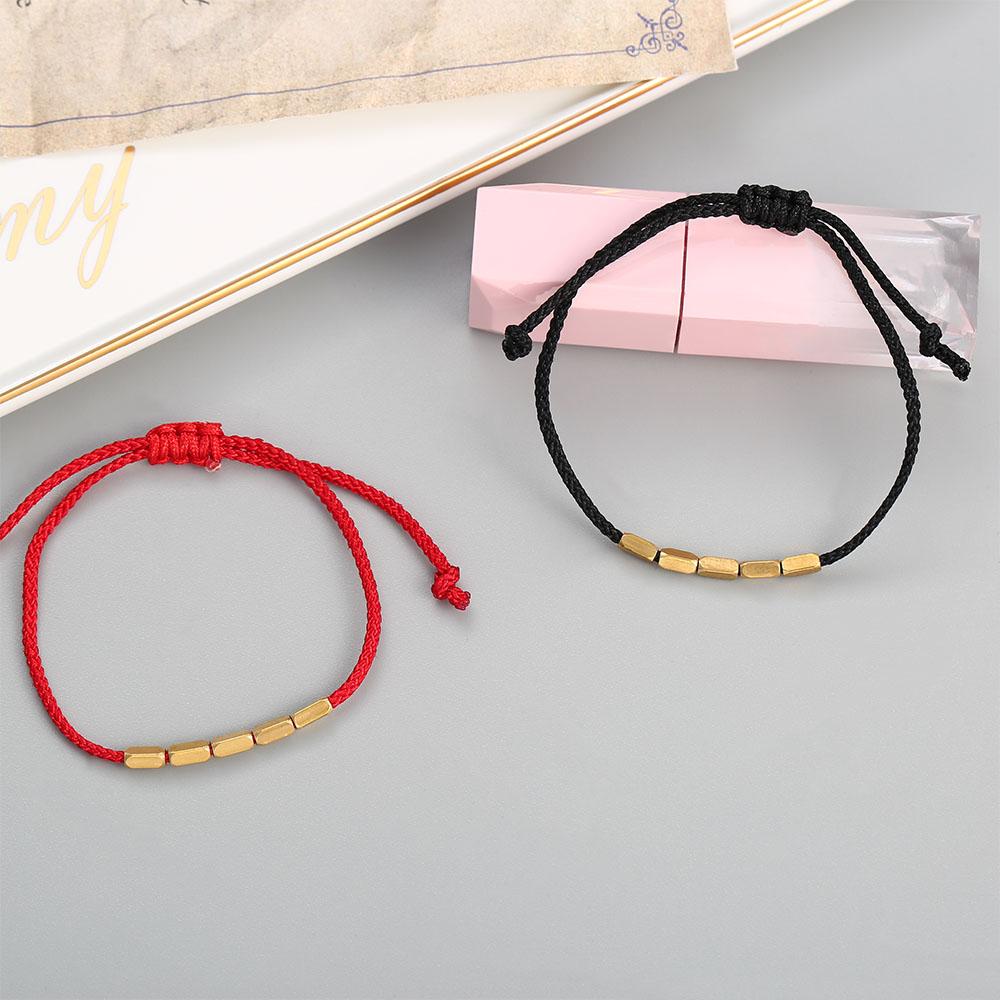 Copper Beads Black Red Color Buddhist Rope Tibetan Knots Wrist Jewelry Bangles Bracelet Accessories
