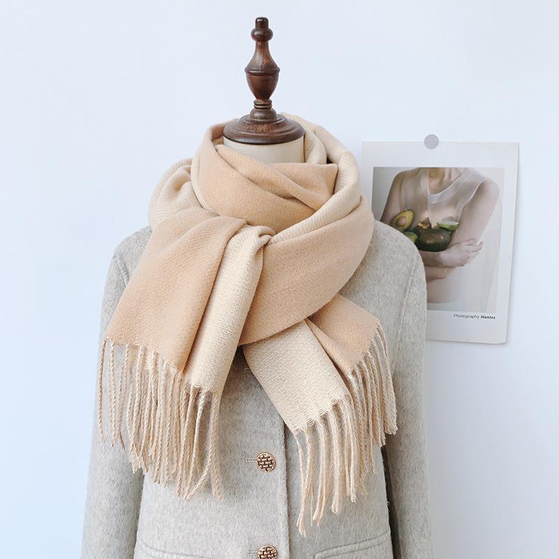 35 цветов 2024 осень и зима новый двухсторонний однотонный искусственный кашемировый кисточный платок утолщенный теплый шарф для мужчин и женщин
