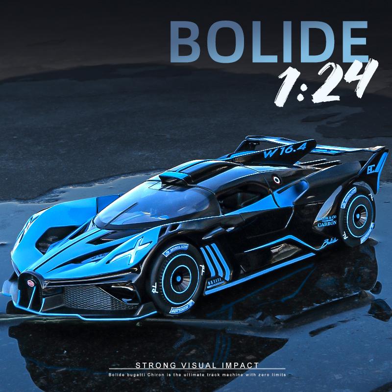 1:24-масштабная модель спортивного автомобиля из сплава Bugatti Bolide, модель автомобиля из литого металла, модель автомобиля с высокой имитацией, детская игрушка в подарок