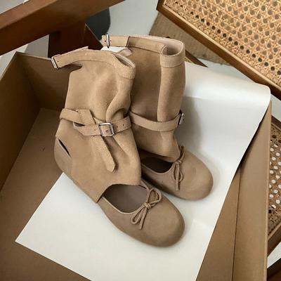 Трендовые весенне-осенние регулируемые туфли-балетки с бантом, темпераментные одинарные туфли, универсальные ботинки