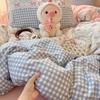 Class A soft waxy washed cotton four-piece bedding cute small fresh quilt cover bed sheet student dormitory bed hat model