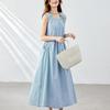 Темпераментный жилет юбка женский средней длины летний новый французский с высокой талией и тонкий до колена платье