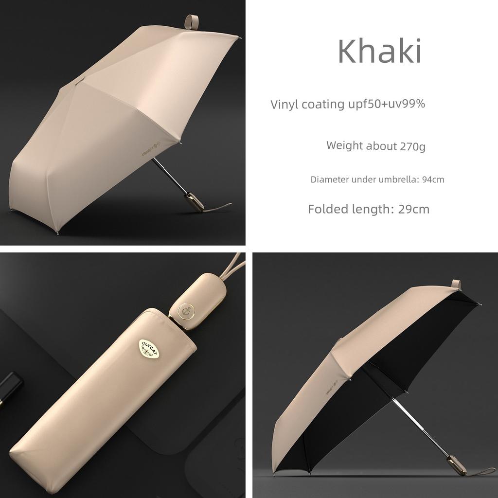 Ultra-Light Portable Umbrella for Women, Dual-Use for Sun and Rain, Fully Automatic Folding Black-Coated Sunshade Umbrella, Sun Protection and Uv