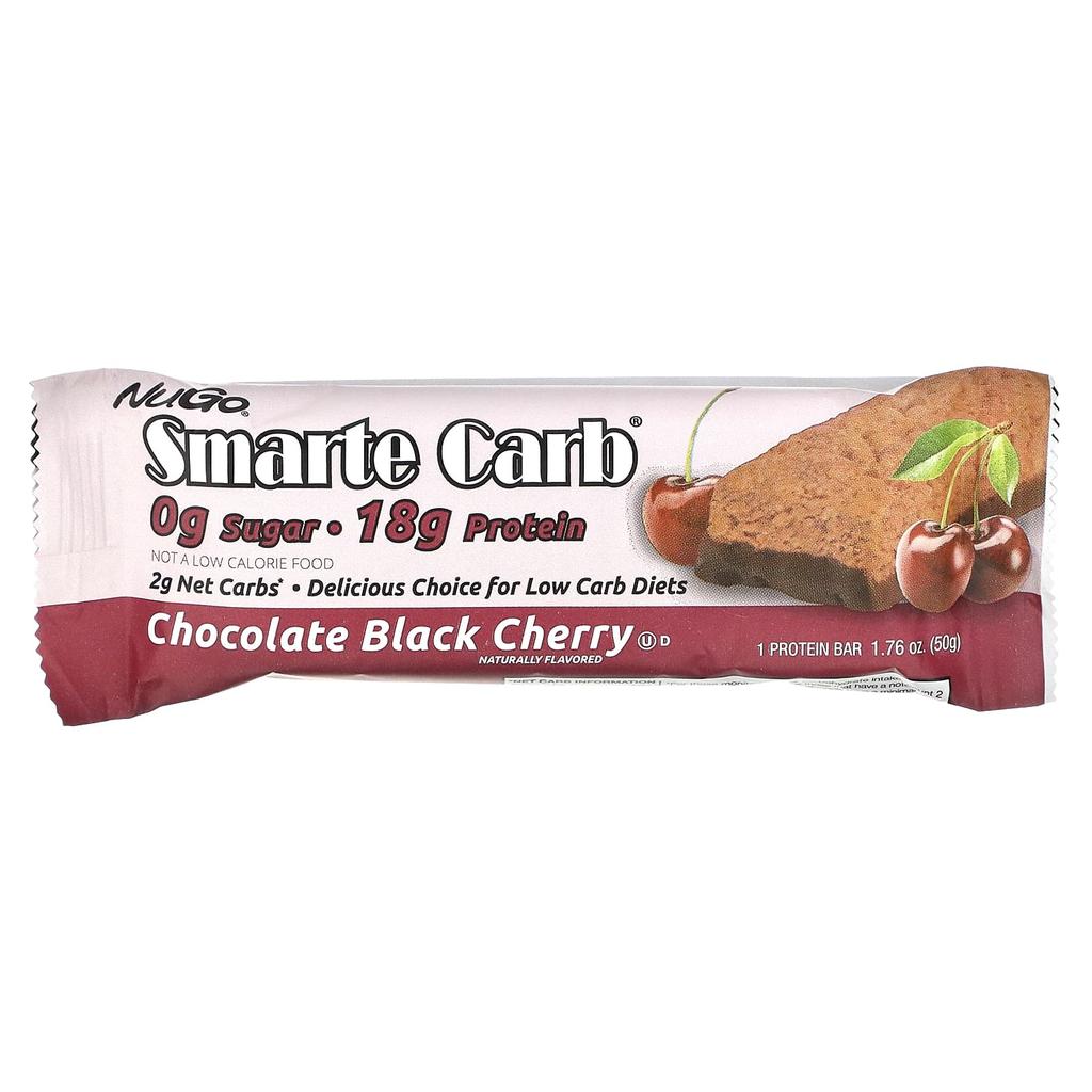 NuGo Nutrition Smarte Carb Bar, Chocolate Black Cherry, 12 Bars, 1.76 Oz (50 G) Each