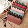 Large Capacity Multi Card Wallet Women's Fashion Heart Long Leather Wristlet Wallet Zipper Clutch Purse