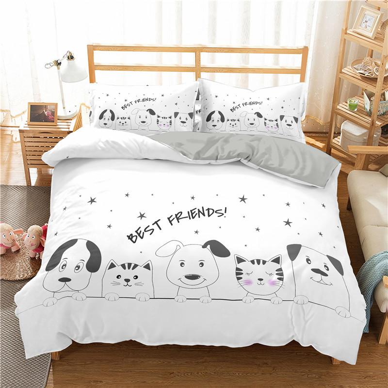 Милый комплект постельного белья с изображением хомяка, односпальная кровать, двуспальная кровать, двуспальная кровать, комплект постельного белья для домашних животных, комплект пододеяльников для детской спальни, 3D аниме 037