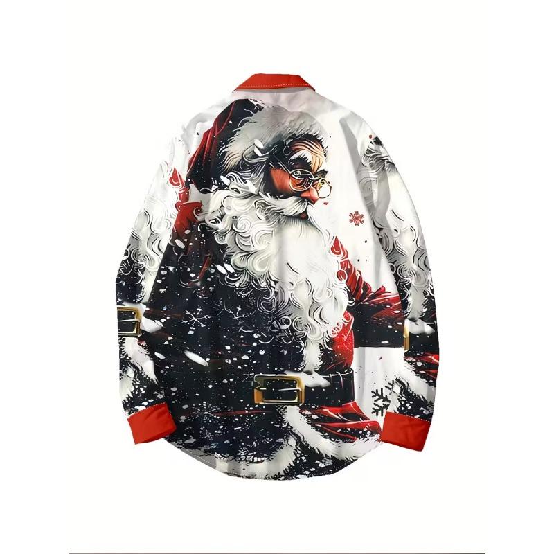 Men's Long Sleeve 3D Digital Print Christmas Shirts Casual Tops for Autumn and Winter