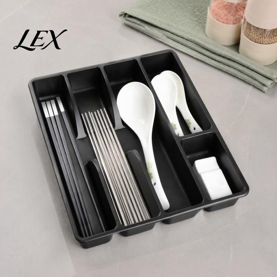Kitchen Drawer Divider Cutlery Organizer, Multi-Compartment Plastic Utensil Tray, Space Adjustable Tray Saving Durable Storage for Home Holder