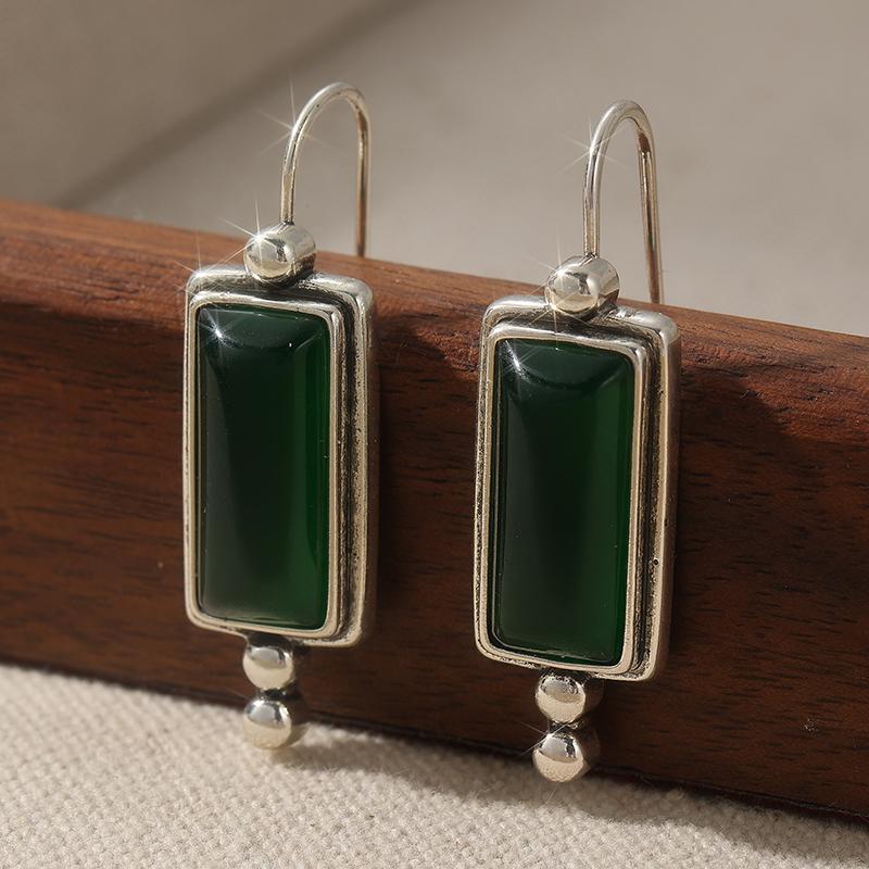 Винтажные серьги-подвески с синтетической бирюзой и серебристым покрытием, женские, этнический стиль, универсальные, фестивальные, памятные подарки