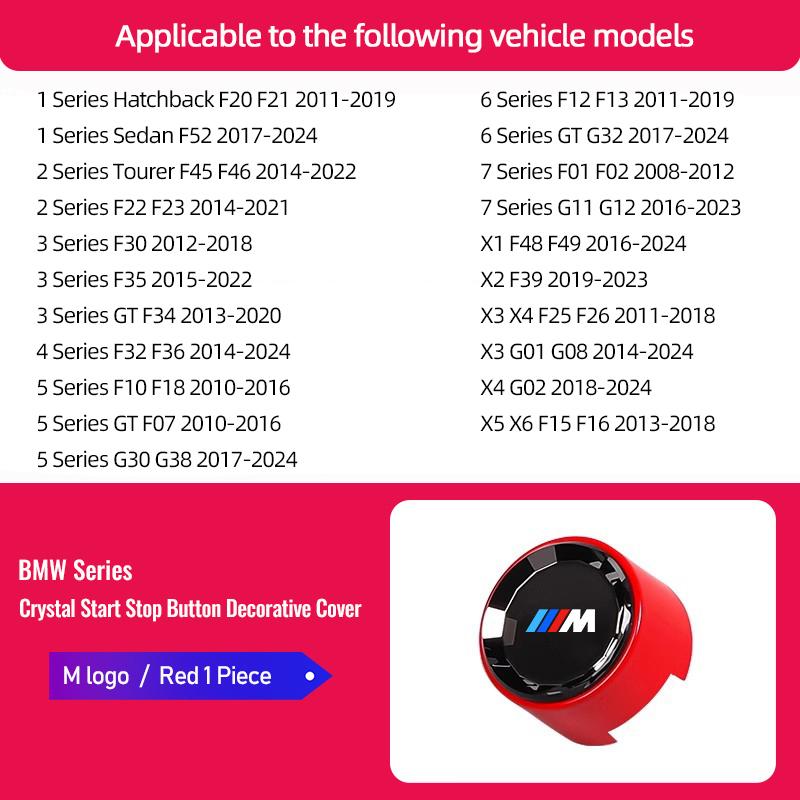 DKHN5 Crystal Car One Click Start Button For BMW M Power 3 Series E90 E92 F30 F35 G20 F10 G30 G28  ABS Engine Start Stop Cover Trim