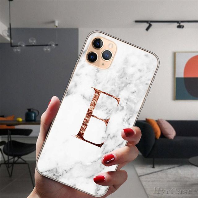 Для Iphone 14 Plus 13 12 Pro Max 11 14promax Прозрачный чехол Модный мраморный чехол от A до Z Мягкий силиконовый чехол с английскими буквами