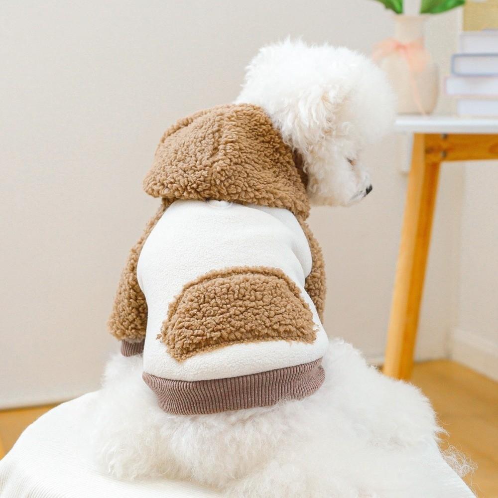 Warm Insulation Pet Sweatshirt Leash Buckle Plushie Dog Clothes Winter Pet Hoodie Outdoor Walks
