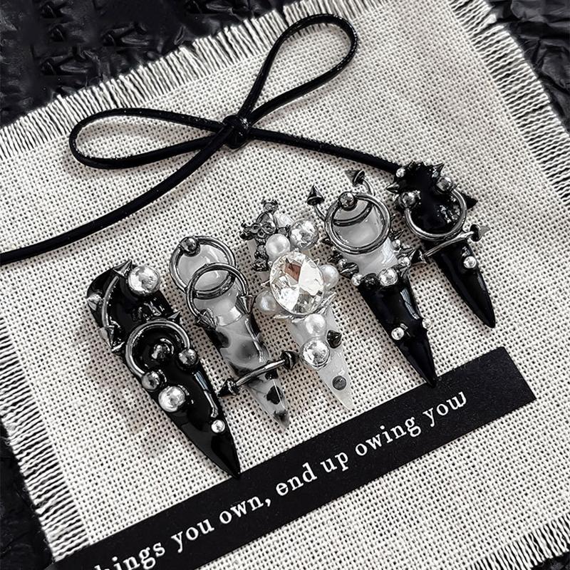 10 шт. Смешанный сплав Ретро Круг Ногти Арт Шармы 3D Панк Стиль Черный Серебристый Детали для Ногтей Украшение для Ногтей Маникюр Аксессуары