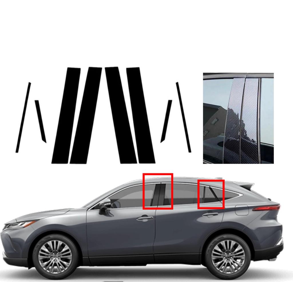 8 шт. Глянцевые черные накладки на стойки дверей, подходят для Toyota Venza Harrier XU80 2021 2022 2023, декоративная накладка на боковое окно двери